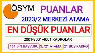 EN DÃœÅÃœK PUANLARâœ… LÄ°SEÃ–NLÄ°SANSLÄ°SANS KPSS MEMUR 20232 MERKEZÄ° ATAMA EN DÃœÅÃœK PUANLAR KAÃ‡ ATAMAâœ… [upl. by Fawnia]