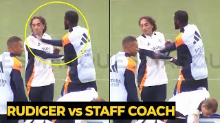 Rüdiger looks ANGRY after SLAPPING Real Madrid coaching staff in training ahead Espanyol game [upl. by Galloway]