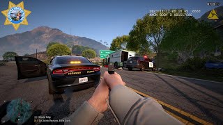 NO COMMENTARY GTA V LSPDFR  STOLEN MONEY TRUCK FATALLY SHOOTOUT MULTIPLE OFFICERS DOWN  CHP [upl. by Mccormac255]