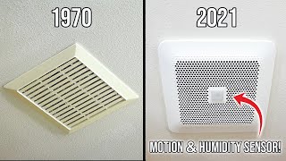 How To Replace And Install A Bathroom Exhaust Fan To A Quiet Motion Sensor Exhaust Fan DIY Tutorial [upl. by Nnyled]