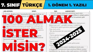 7 Sınıf Türkçe 1 Dönem 1 Yazılı  2024 2025  Açık Uçlu Sorular [upl. by Airdnoed]