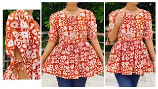 Tunic Top Cutting And Stitching In Very Simple Steps  Easy Tutorial [upl. by Ycnahc921]