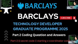 Barclays Online Assessment Questions and Answers Part 2  Secret Code  Starting XCordinator Code [upl. by Hemingway100]