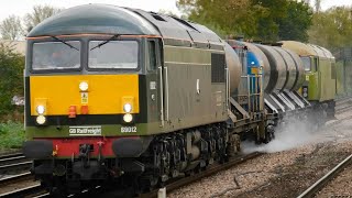 GBRf Class 69s  69012 Falcon 2  69013 In Its Undercoat Livery Pass Paddock Wood On RHTT [upl. by Alac]