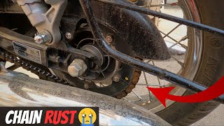 JAWA 42 CHAIN MAINTENANCE🔥  Chain clean and Lube  Jawa 42 Chain Rust problem Solved [upl. by Nelleus393]