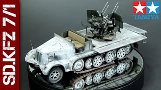 German HalfTrack SdKfz 71 Flakvierling Tamiya 135 scale model kit [upl. by Atenek]