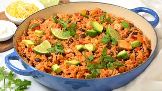 One Pan Chicken Fajita Rice Skillet  30 Minute Weeknight Dinner Recipe [upl. by Cost63]