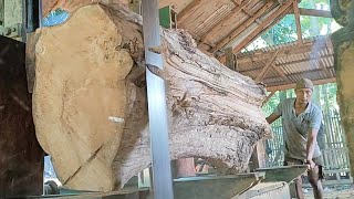 sawing old teak wood full of beautiful grain into 8×15 blocks [upl. by Hayyikaz]