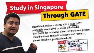 Apply to NTU in Singapore through GATE gate phd [upl. by Ingrim514]