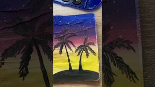 Easy Palm Sunset Painting🌴 🌅 sunset palms watercolor paintig easy art begginersart [upl. by Esidarap]