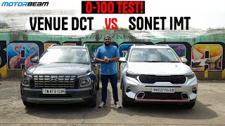 Hyundai Venue DCT vs Kia Sonet IMT  0100 Test  MotorBeam [upl. by Krysta]