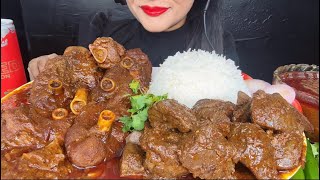 ASMR EATING SPICY MUTTON CURRYKALEJI CURRYWHITE RICESALAD FOOD VIDEOS [upl. by Lucienne]