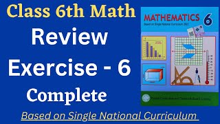 Class 6 Math New Book Review Exercise 6  Complete  Class 6th Math New Book Unit 6 Review Exercise [upl. by Marelda]