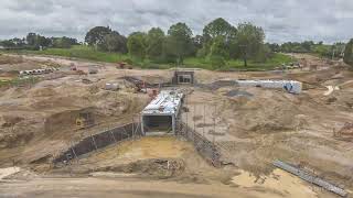 Waikato River Bridge Roundabout  HEB Construction  Construction Timelapse [upl. by Naawaj388]