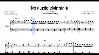 No puedo vivir sin ti Partitura Facil de Piano [upl. by Eenaej636]