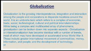 Globalization  Paragraph on globalization  the english school [upl. by Knorring]