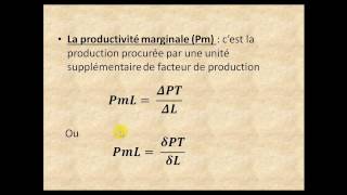 Microéconomie s2 partie 2 quot la fonction de production quot [upl. by Campagna]