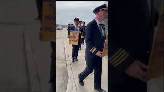 United Airlines pilots picket at Cleveland Hopkins International Airport [upl. by Eillat]