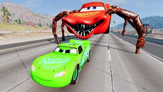 Epic Escape From The Lightning McQueen Eater  Car VS Lightning McQueen Eater  BeamNGDrive [upl. by Jaal]