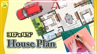 30×45 house plan with car parking 2 BHK 3045 houseplan housemap housedesign [upl. by Auqenehs]