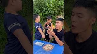 Help him eat pizza 🍕 pizza food mukbang shorts [upl. by Adnocahs]