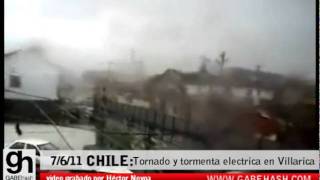 TORNADO Y TORMENTA ELECTRICA EN VILLARICA CHILE 7 JUNIO 2011 [upl. by Renckens]