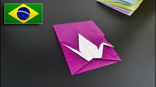 Origami Envelope de Tsuru  Instruções em Português BR [upl. by Iris]