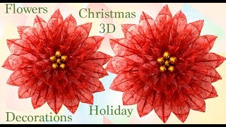 Como hacer flores gigantes de Navidad en 3D [upl. by Eoj]