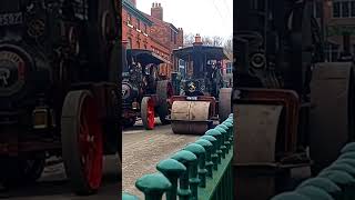 Aveling and porter steam roller trundling past a Burrell [upl. by Htevi]