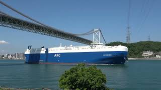 MV ARC Commitment Passing Under The Kanmon Bridge Japan [upl. by Abeh293]