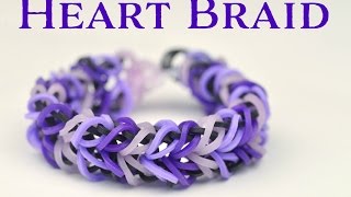 How to Make a Rainbow Loom Heart Braid Bracelet [upl. by Tolland]