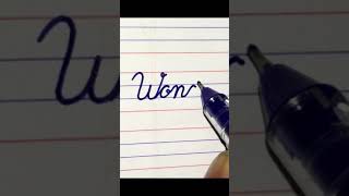 how to write wonder in cursive writing  cursive handwriting beginners  how to write  shorts [upl. by Sair358]