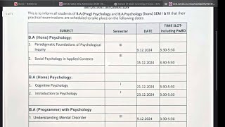 BA PSYCHOLOGY HONOURS PRACTICAL EXAM REVISED DATESHEET  SOL DU [upl. by Vasili]