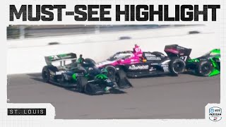 Conor Daly spins multiple cars stack up at St Louis  INDYCAR [upl. by Annahsirhc171]