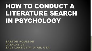 How to Conduct a Literature Search in Psychology [upl. by Enileoj]