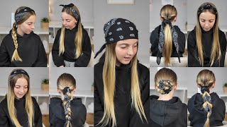 9 Peinados con bandana o pañuelo 9 ways to style a bandana  Scarf hairstyle ideas [upl. by Elenore]