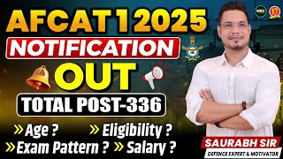 AFCAT 1 2025 Notification Out  AFCAT 2025 Age Qualification Syllabus Exam Pattern  MKC [upl. by Littlejohn]