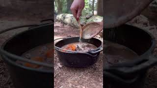 Cooking Beef Stew in my Dutchoven cooking bwonlineshop stew bushcraft [upl. by Quartis]