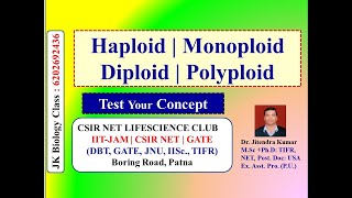 HAPLOID  MONOPLOID  DIPLOID  POLYPLOID  CSIR NET LIFE SCIENCE  NEET  Dr JITENDRA Kr [upl. by Volny]