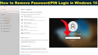 How To Remove Sign In With PIN or Password From Windows 10  Remove Your Windows10 Sign in With PIN [upl. by Yarod]