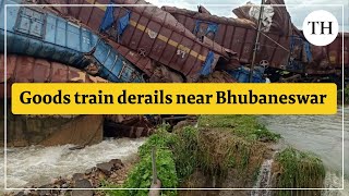 Goods train derails near Bhubaneswar [upl. by Ayle]