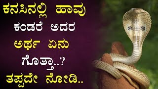 ಕನಸಿನಲ್ಲಿ ಹಾವು ಕಂಡರೆ ಅದರ ಅರ್ಥ ಏನು ಗೊತ್ತಾ  Snake Dreams  Snake Dream Meaning In Kannada [upl. by Ecnerat]