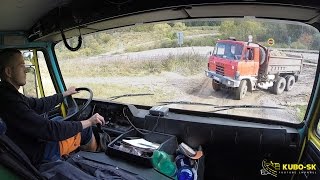 TATRA 8152 E2 transport macadam  TATRA V8 sound  truck cab view [upl. by Catherina614]