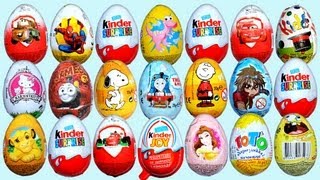 21 Surprise Eggs Kinder Surprise Kinder Joy Disney Pixar Cars 2 Thomas amp Friends Spongebob [upl. by Enelkcaj]