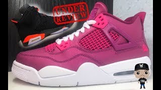 AIR JORDAN 4 TRUE BERRY RUSH PINK VALENTINES DAY 2019 RETRO GS SNEAKER REVIEW [upl. by Olivie170]