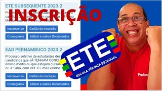 PASSO A PASSO INSCRIÇÃO ETE SUBSEQUENTE OU EAD 20232 [upl. by Nylknarf]