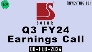 Solar Industries India Q3 FY24 Earnings Call  Solar Industries India Limited FY24 Q3 Concall [upl. by Sirtimed]