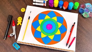 Circle geometric drawing step by step  Circular geometric patterns and Design  Rangoli  Mandala [upl. by Esorrebma]