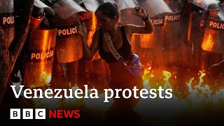 Venezuela Protestors clash with police after disputed election result  BBC News [upl. by Ellata799]