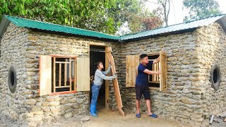 Start To Finish Build Log Cabin TIMELAPSE Building A Solid House With Many Stone FULL BUILD [upl. by Aryek833]